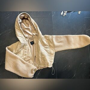 Love Tree Quilted Beige Hooded Jacket